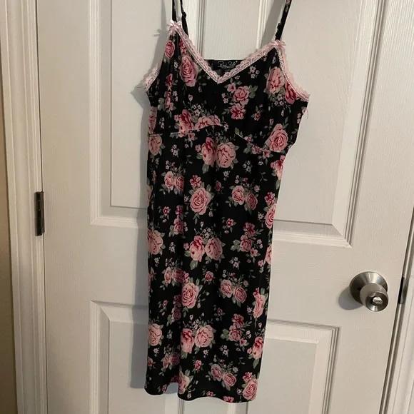 Floral Black and Pink Wrap Dress - Picture 3 of 5